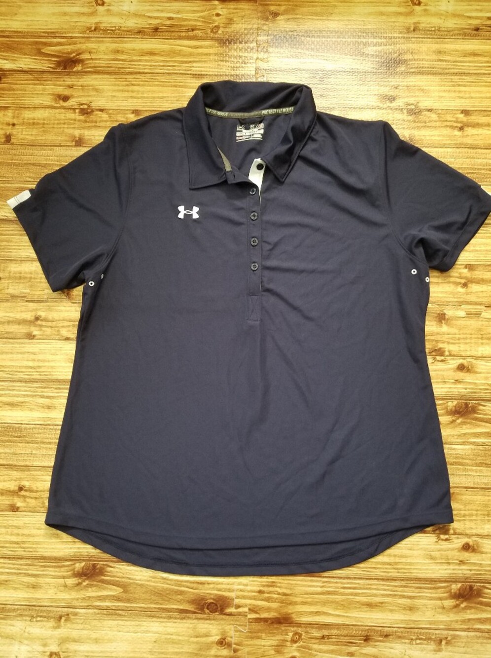Under Armour HeatGear Tech Polo Shirt Women's XL Navy Blue Slim-Fit Golf Tennis